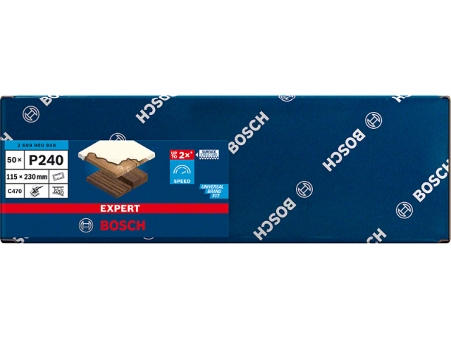 EXPERT C470 brusni papir s 14 luknjami za ekscentrične brusilnike, Dimenzije: 115x280mm, Zrnatost: 240, 2608900948